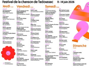 Horaire festival de la chanson de Tadoussac